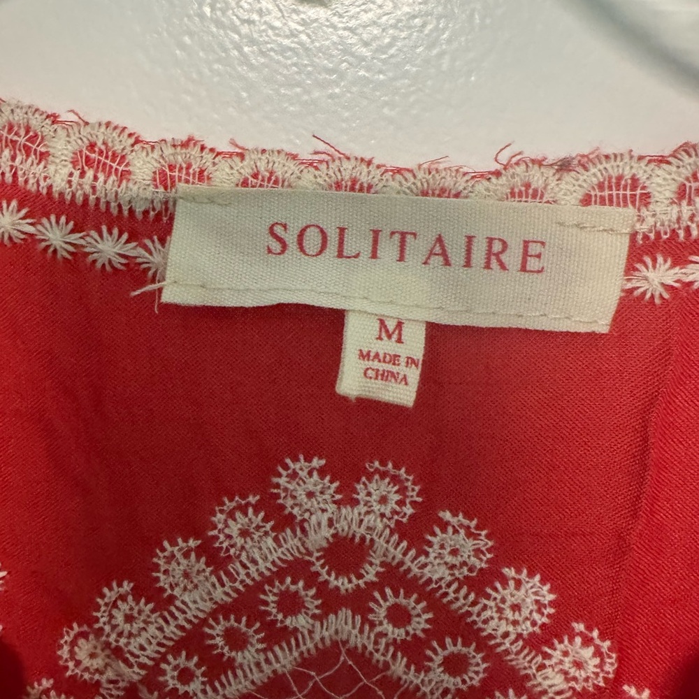 Solitaire Red Embroidered Blouse - image 2